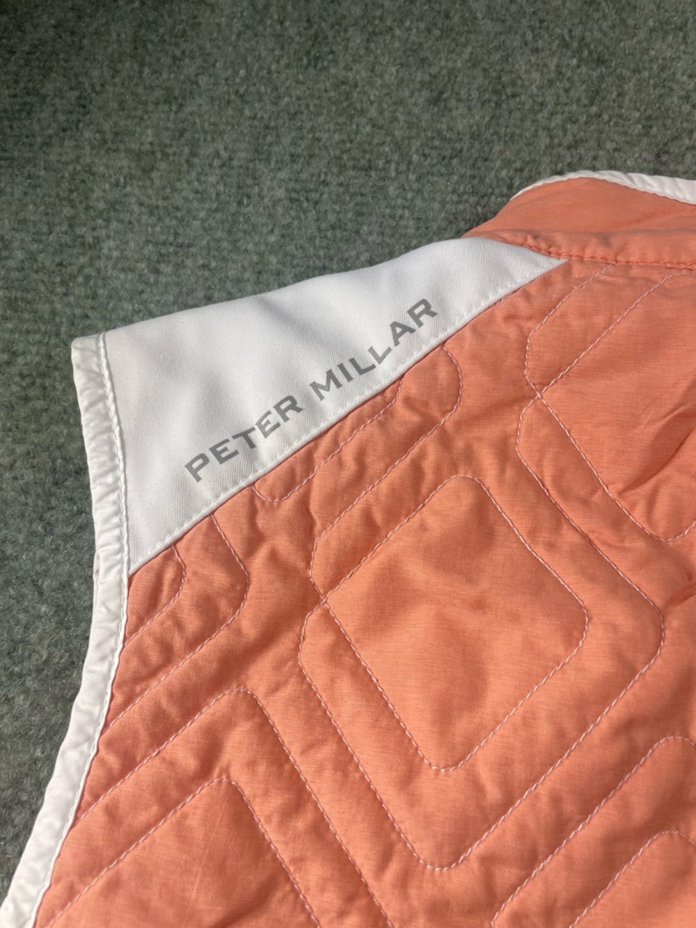 Peter Millar Peach, Navy & White Quilted Vest — Colorblock Style - Picture 10 of 13